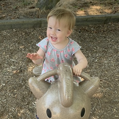 My granddaughter riding the pony at Lions Park.